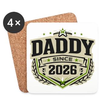 Papa seit 2026 – Proud Dad Design - Untersetzer (4er-Set) - Weiß - Vorne
