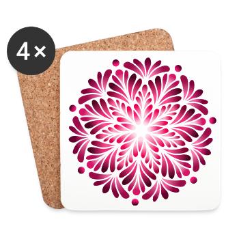 Mandala Rose Lumineux - Dessous de verre (lot de 4) - blanc - Devant