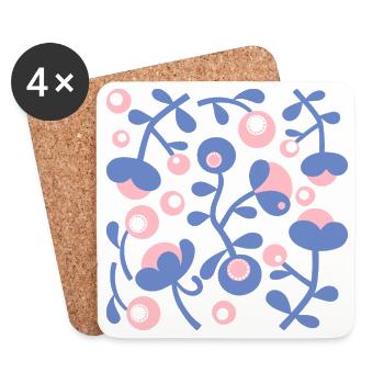 Pivoines abstraites L Rose Blue White - Dessous de verre (lot de 4) - blanc - Devant