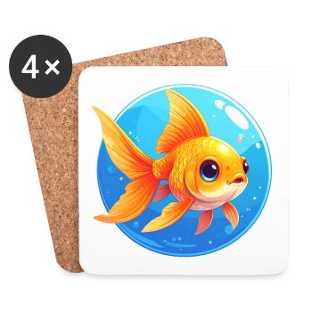 Poisson rouge - Dessous de verre (lot de 4) - blanc - Devant