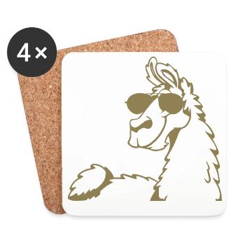 Cooles Lama Alpaka Sonnenbrille Silhouette - Untersetzer (4er-Set) - Weiß - Vorne