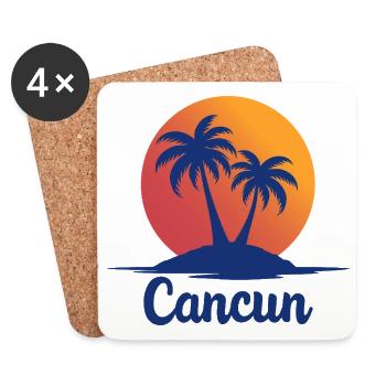 Cancun Retro Palm Trees Holiday Souvenir - Coasters (set of 4) - white - Front