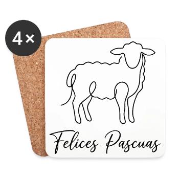 Felices Pascuas, Süßes Lamm Oster Shirt, Hoodie - Untersetzer (4er-Set) - Weiß - Vorne