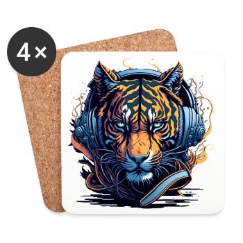 DJ Headphones Neonflair - Coasters (set of 4) - white - Front