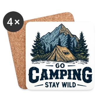 Camping Abenteuer Spruch Go Camping Stay Wild Camp - Untersetzer (4er-Set) - Weiß - Vorne