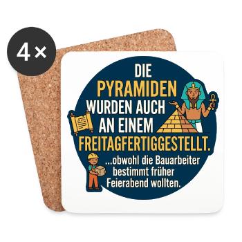 Pyramiden Freitag Feierabend Spruch - Untersetzer (4er-Set) - Weiß - Vorne