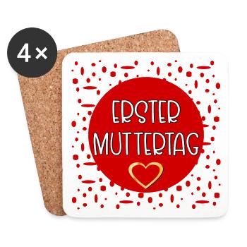 Erster Muttertag Herz - Untersetzer (4er-Set) - Weiß - Vorne