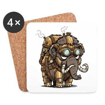 Mammoth Steampunk Armored Steam Boiler - Coasters (set of 4) - white - Front