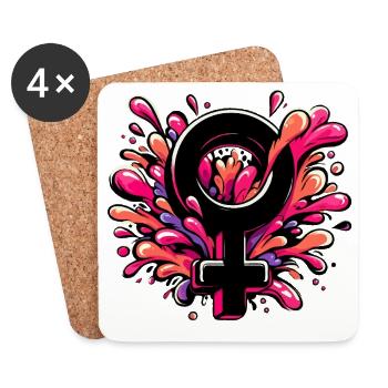 Frauensymbol - Untersetzer (4er-Set) - Weiß - Vorne
