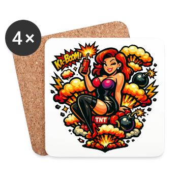 Explosive Frau - Untersetzer (4er-Set) - Weiß - Vorne