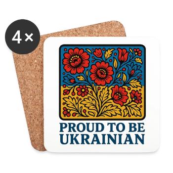 Ukrainian Pride – Blossom Folk - Coasters (set of 4) - white - Front