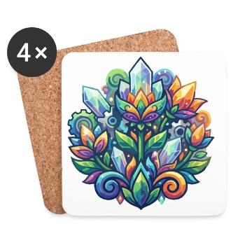 Leuchtende Kristalllotus Blume Kristalle Muster - Untersetzer (4er-Set) - Weiß - Vorne