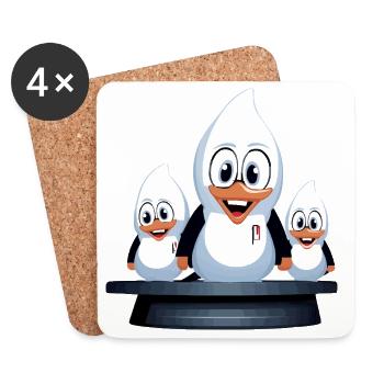 Penguin Family Trio Cartoon - Coasters (set of 4) - white - Front