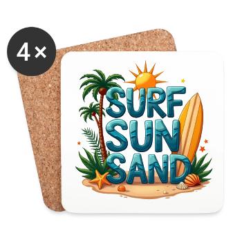 Surfen Sonne Sand Strand Design - Untersetzer (4er-Set) - Weiß - Vorne