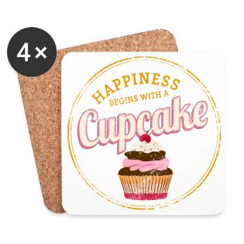 Cupcake Dessert Koch Vintage Kuchen Retro Design - Untersetzer (4er-Set) - Weiß - Vorne