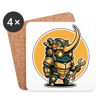 Scarabée Rhinocéros Steampunk Ingénieur Clé - Dessous de verre (lot de 4) - blanc - Devant