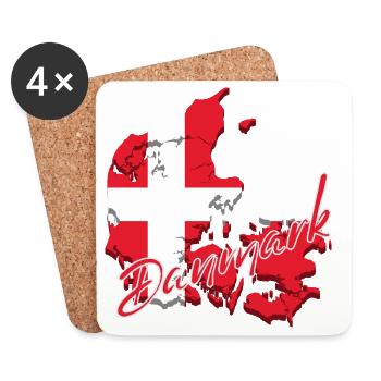 Map flag Denmark, I love Denmark - Coasters (set of 4) - white - Front