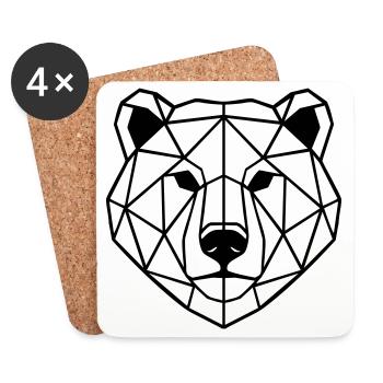 Bear Polygon - Coasters (set of 4) - white - Front