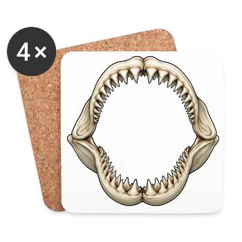 Shark Denture Motif Ocean Diving Sea Life - Coasters (set of 4) - white - Front