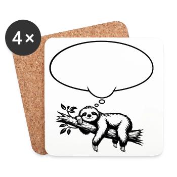 Faultier_chillend_mit_Denkblase - Coasters (set of 4) - white - Front