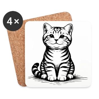 Katzenbaby_sitzend - Untersetzer (4er-Set) - Weiß - Vorne