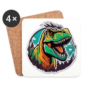 Tyrannosaure coloré en jungle - Dessous de verre (lot de 4) - blanc - Devant