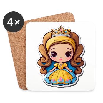 Golden Princess Cartoon-Schmuck - Untersetzer (4er-Set) - Weiß - Vorne