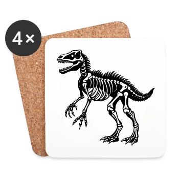 Squelette de dinosaure - Dessous de verre (lot de 4) - blanc - Devant