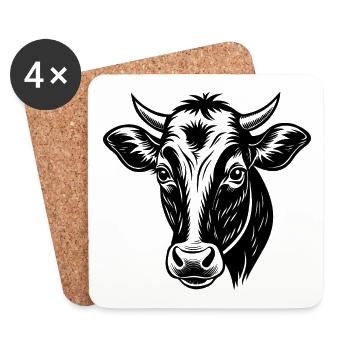 Tête de vache - Dessous de verre (lot de 4) - blanc - Devant
