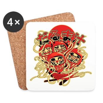 Daruma en soupe - Dessous de verre (lot de 4) - blanc - Devant