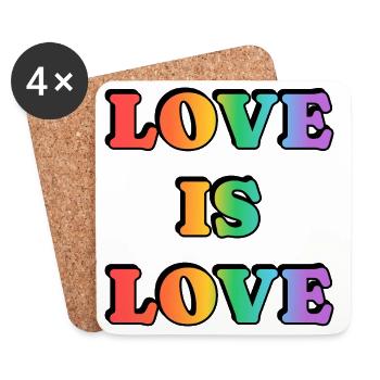 Love Is Love Rainbow Text - Coasters (set of 4) - white - Front