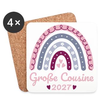 Große Cousine 2027 Boho Regenbogen pastell - Untersetzer (4er-Set) - Weiß - Vorne
