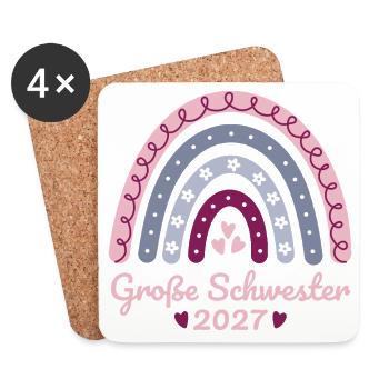 Große Schwester 2027 Boho Regenbogen pastell - Untersetzer (4er-Set) - Weiß - Vorne