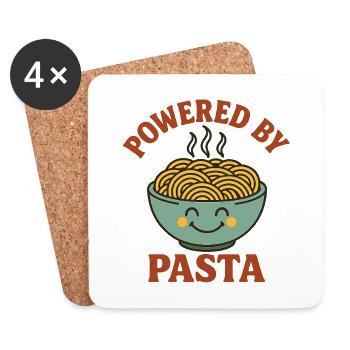Powered By Pasta – Funny Noodle Lover Shirt - Coasters (set of 4) - white - Front