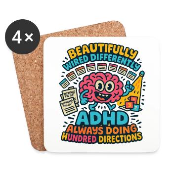 ADHD Always Doing Hundred Directions Neurodivergen - Coasters (set of 4) - white - Front