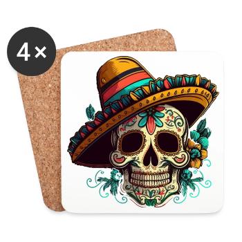 Zuckerschädelblume Dia de Los Muertos - Untersetzer (4er-Set) - Weiß - Vorne