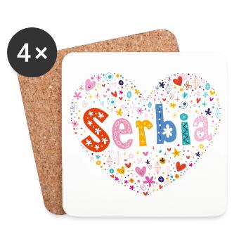 Cœur de Serbie - Dessous de verre (lot de 4) - blanc - Devant
