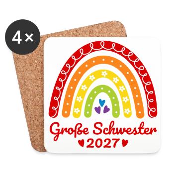 Große Schwester 2027 Boho Regenbogen bunt - Untersetzer (4er-Set) - Weiß - Vorne