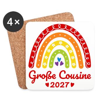 Große Cousine 2027 Boho Regenbogen bunt - Untersetzer (4er-Set) - Weiß - Vorne