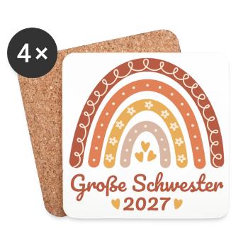 Große Schwester 2027 Boho Regenbogen  - Untersetzer (4er-Set) - Weiß - Vorne