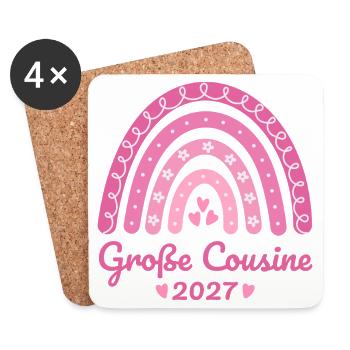 Große Cousine 2027 Boho Regenbogen rosa - Untersetzer (4er-Set) - Weiß - Vorne