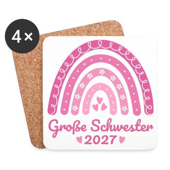 Große Schwester 2027 Regenbogen rosa - Untersetzer (4er-Set) - Weiß - Vorne
