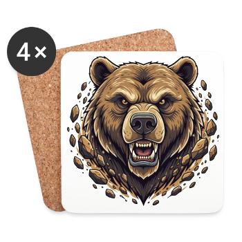 Angry mountain bear in the rock quarry - Coasters (set of 4) - white - Front