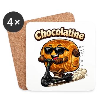 Chocolatine trottinettes  - Dessous de verre (lot de 4) - blanc - Devant