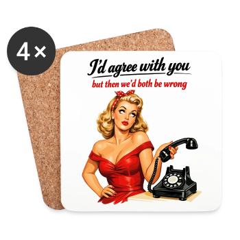 Pin-up Girl: Sarcasm & Eye Rolling Retro Style - Coasters (set of 4) - white - Front