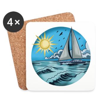 Planeurs au bord de la mer 1 - Dessous de verre (lot de 4) - blanc - Devant