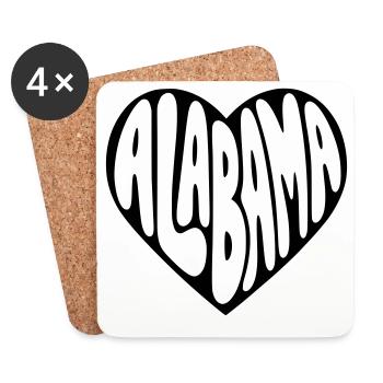 Alabama USA Herz Bubblige Typo - Untersetzer (4er-Set) - Weiß - Vorne