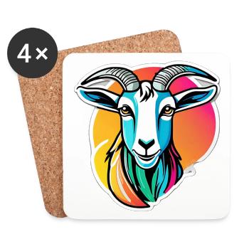 Colorful Rainbow Goat - Coasters (set of 4) - white - Front