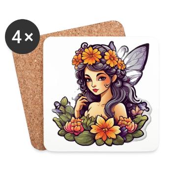Elf Floral Mandala Hibiskus - Untersetzer (4er-Set) - Weiß - Vorne