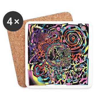 Psychedelic Rock Party Moon - Dessous de verre (lot de 4) - blanc - Devant
